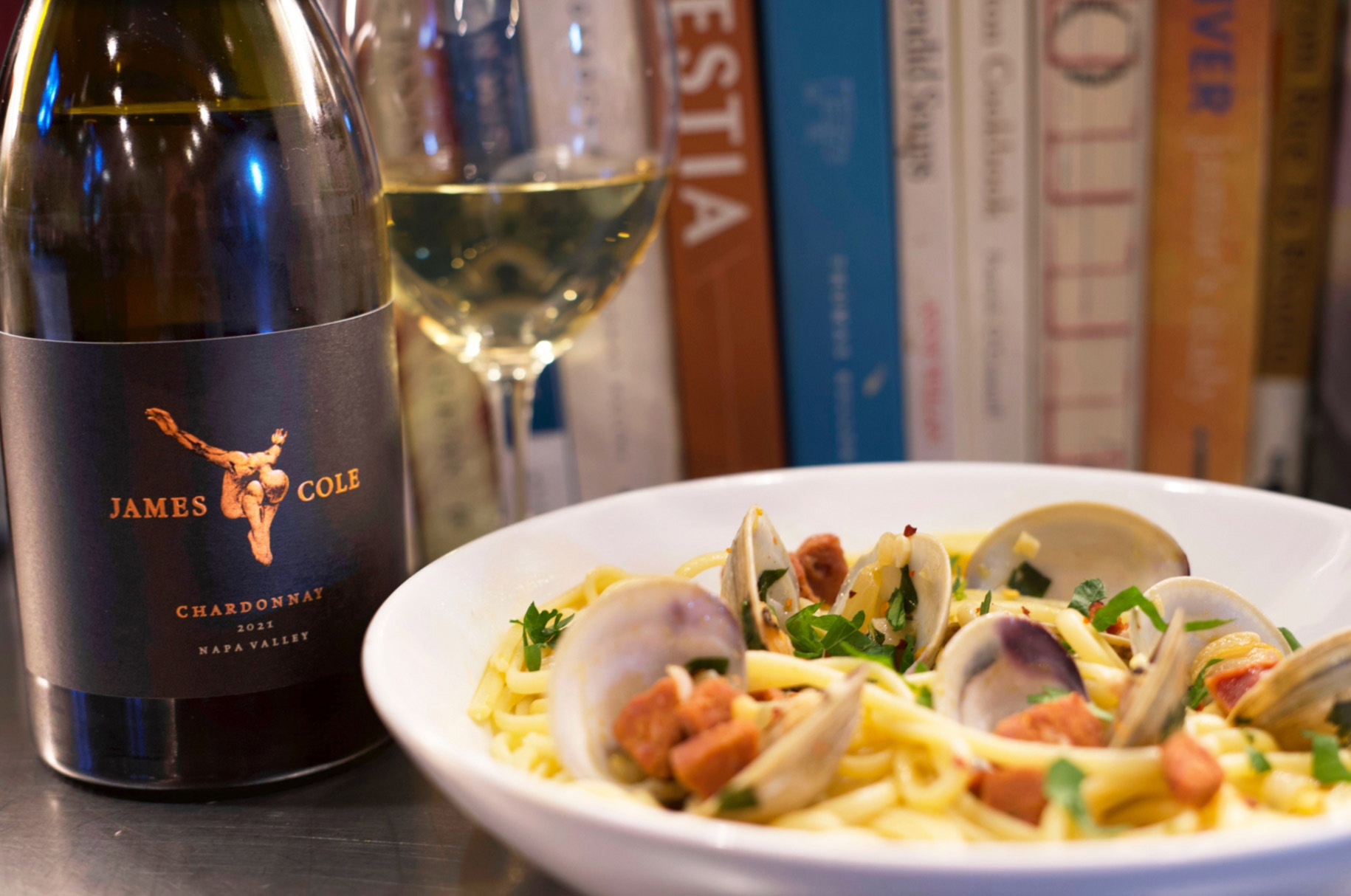 Linguini with Clams paired with James Cole Chardonnay