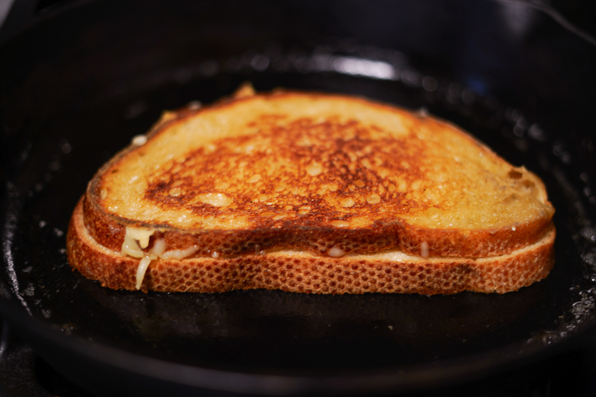 Grilled Cheese cooking in a pan